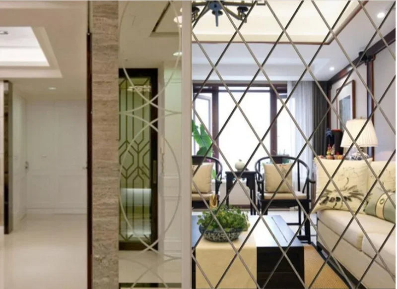 3d Mirror Stickers Acrylic Triangles Self-Adhesive Diamonds Diy