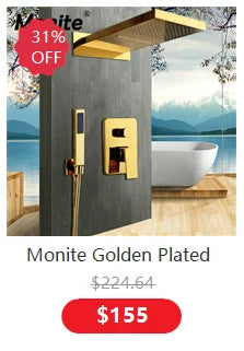 Monite Rainfall Shower Faucet Brushed Nickel Bathroom Shower