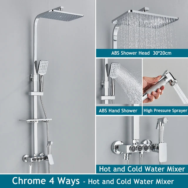 Thermostatic Bathroom Shower System Solid Brass Bathroom Faucets