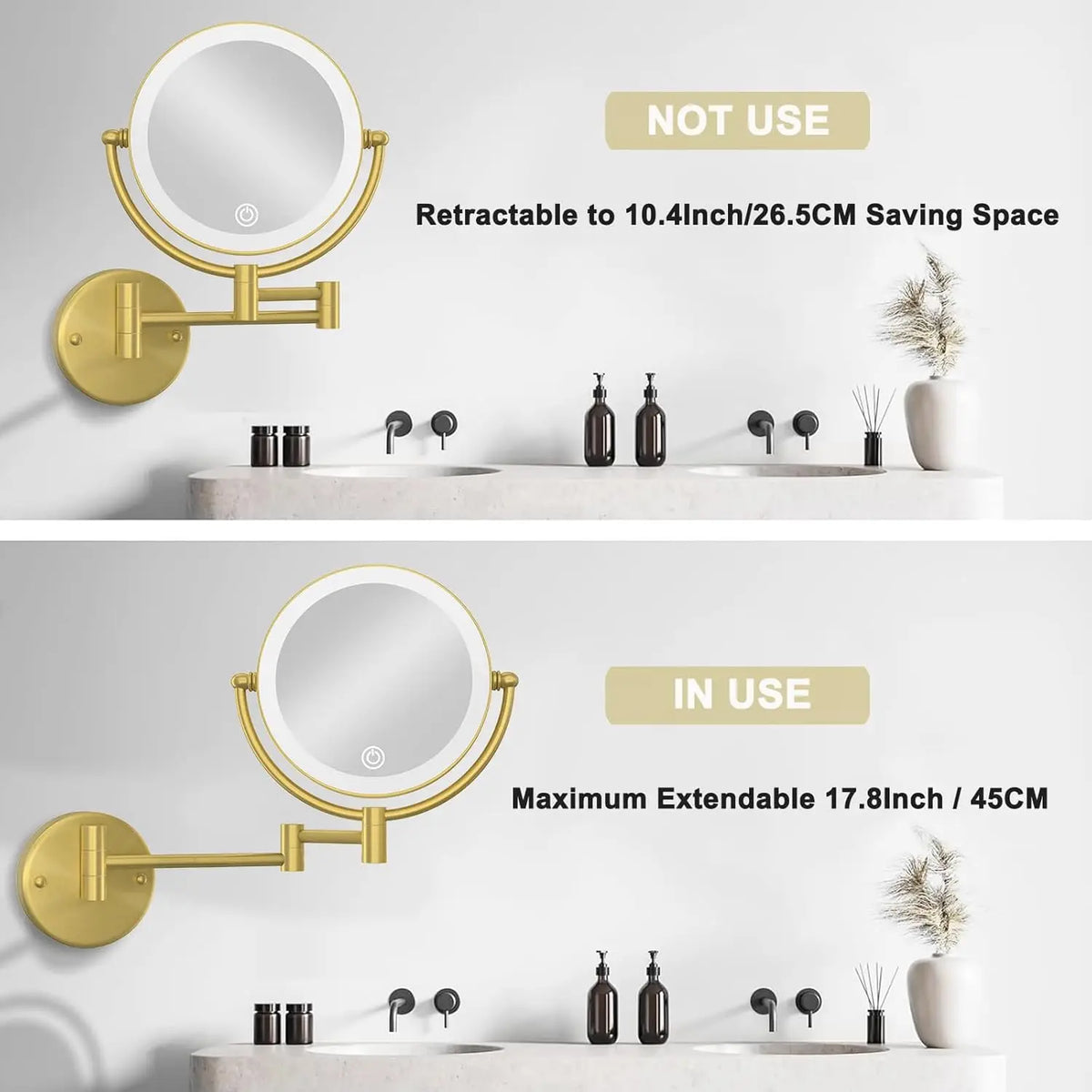 Brushed Gold Led Bathroom Mirrors Quality Brass 10x