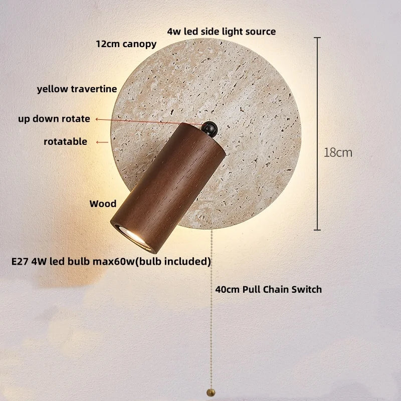 Iwhd Wood Led Wall Lamp Sconce Pull Chain