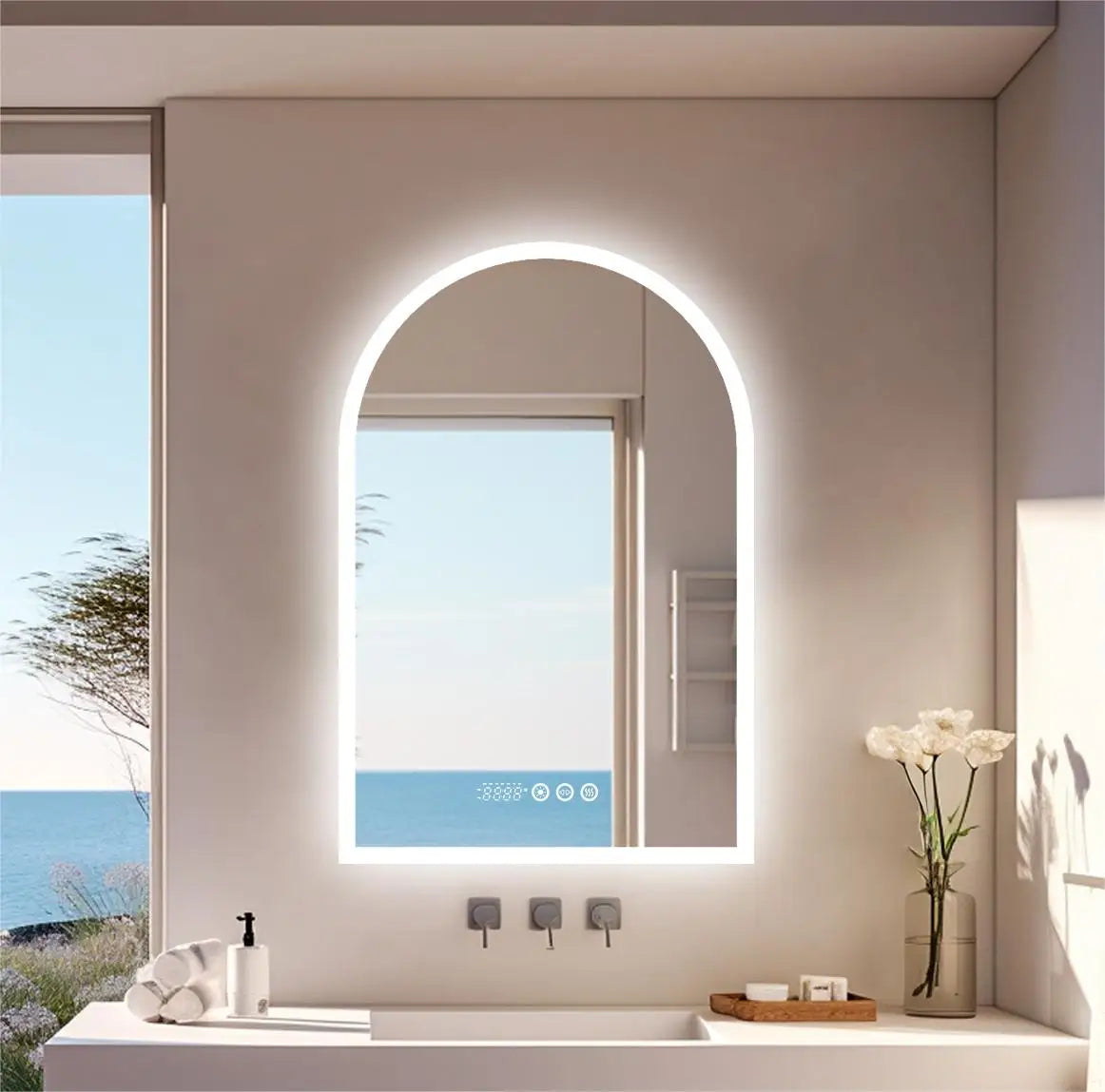 60x90cm Vertical Arch-Shape Led Bathroom Mirror Backlit Frameless