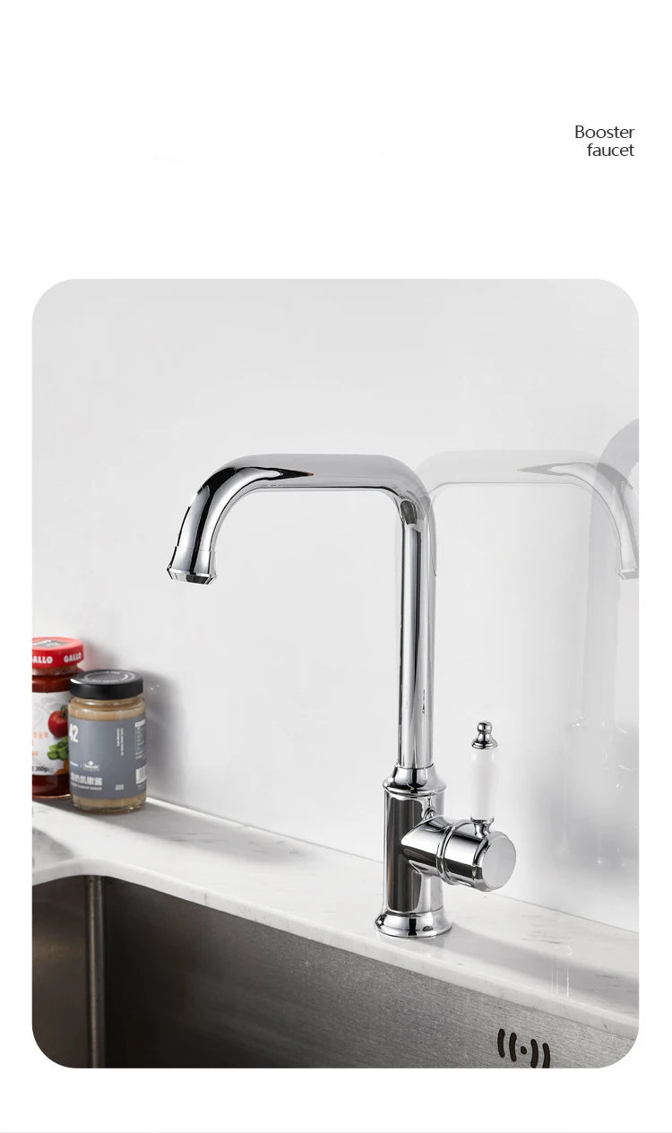 French Vintage Faucet Basin Sink Silver Cold Water