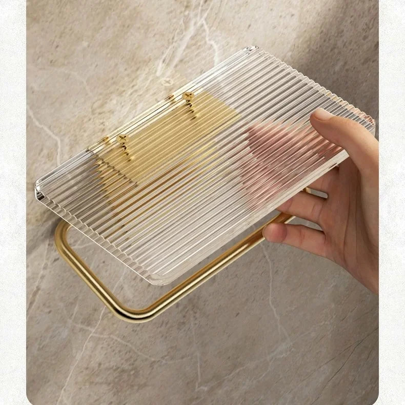 Luxury Gold Toilet Paper Holder Shelf No Punching