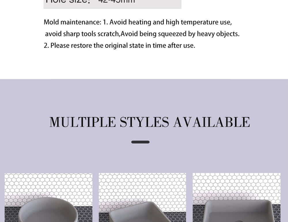 Circular Concrete Sink Silicone Mold Bathroom Square Sink