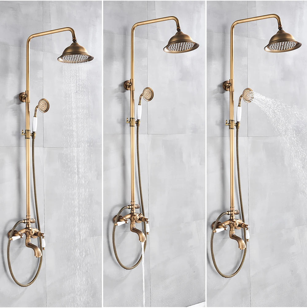 Golden Shower Bathroom Bath Shower Faucet Brass Swivel