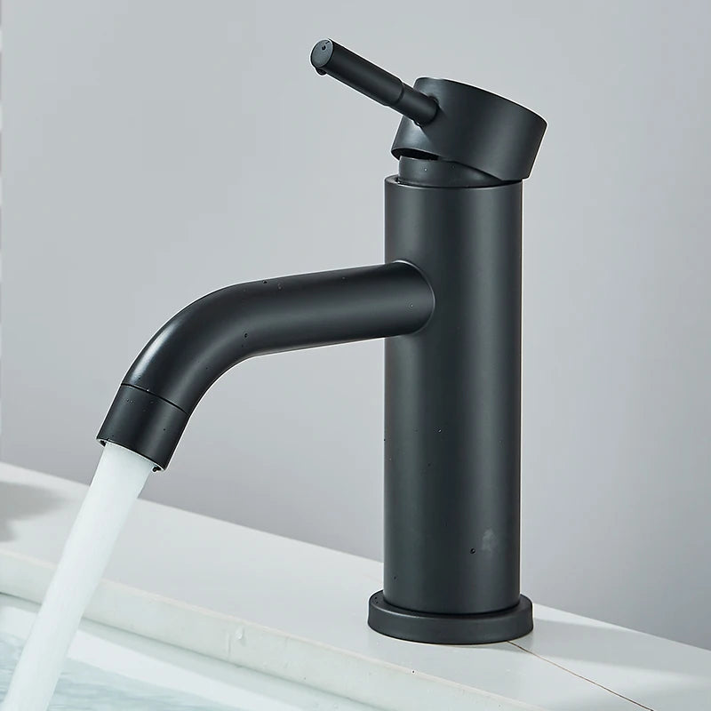 Matte Black Bathroom Basin Faucet Lever Sink Faucets