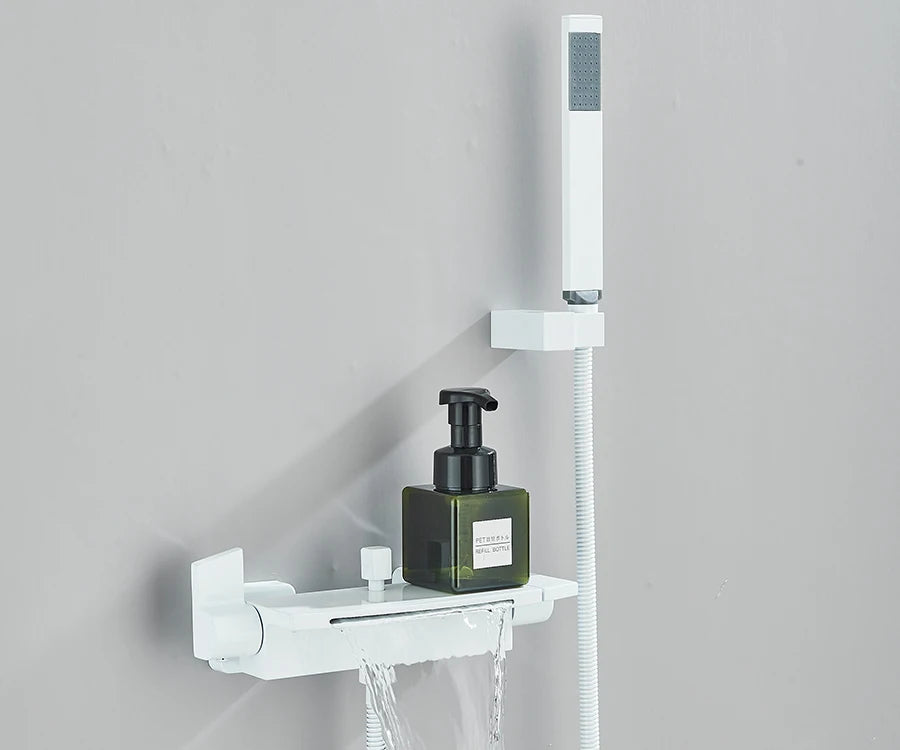 Black Waterfall Bathtub Shower Faucets Wall Mount Shower