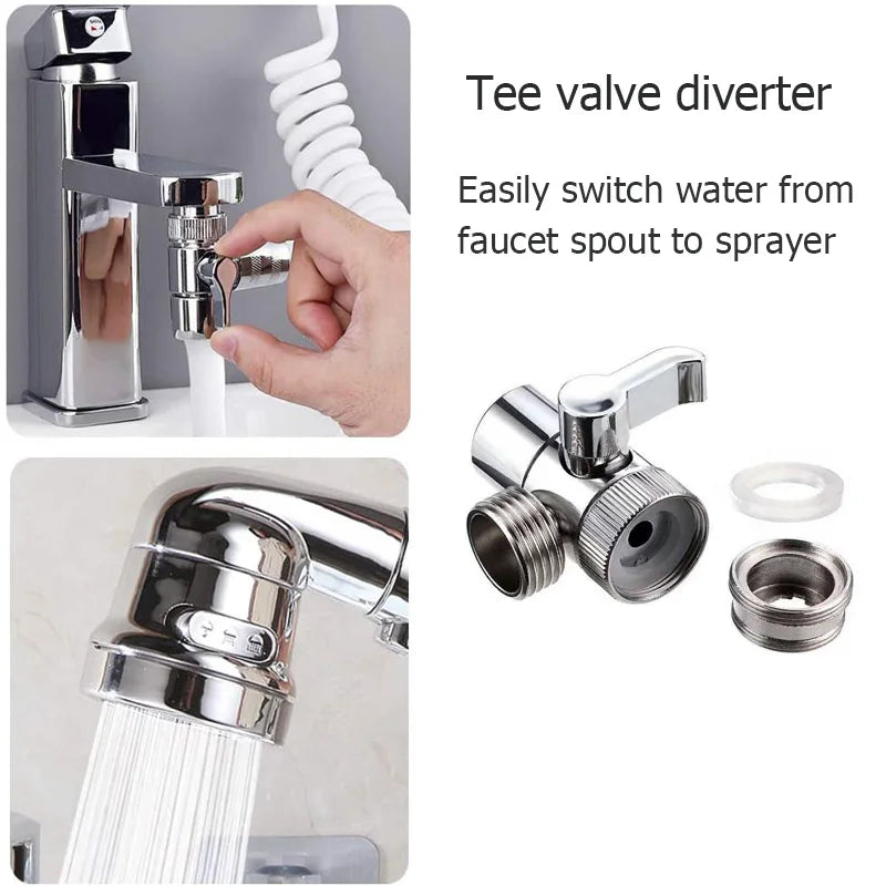 Black Silver Faucet Extender Shower Head Sink Basin