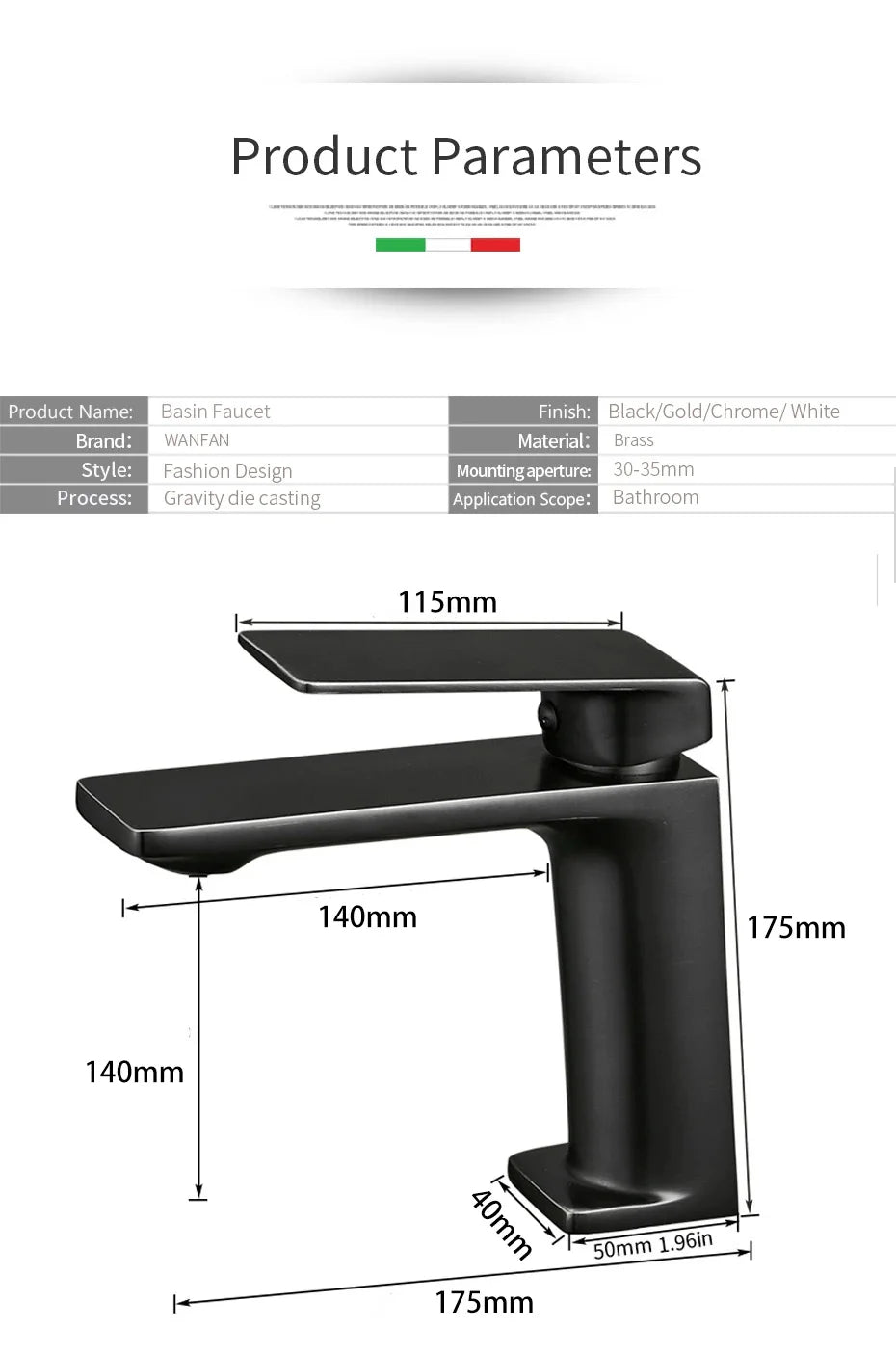 Basin Faucet Bathroom Sink Faucet Handle Hole Chrome