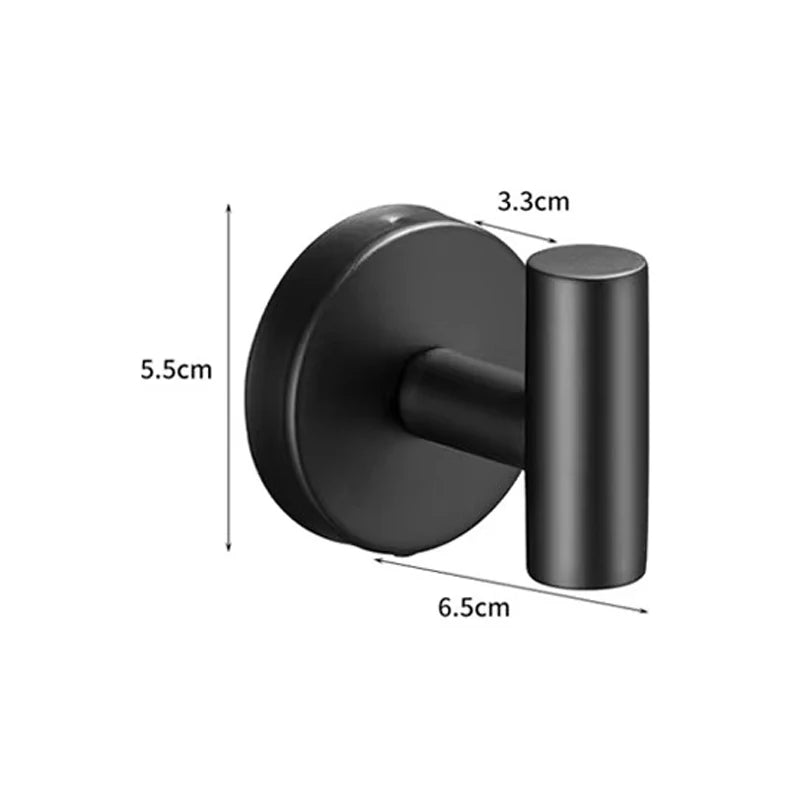 304 Stainless Steel Bathroom Towel Hooks Black Coat