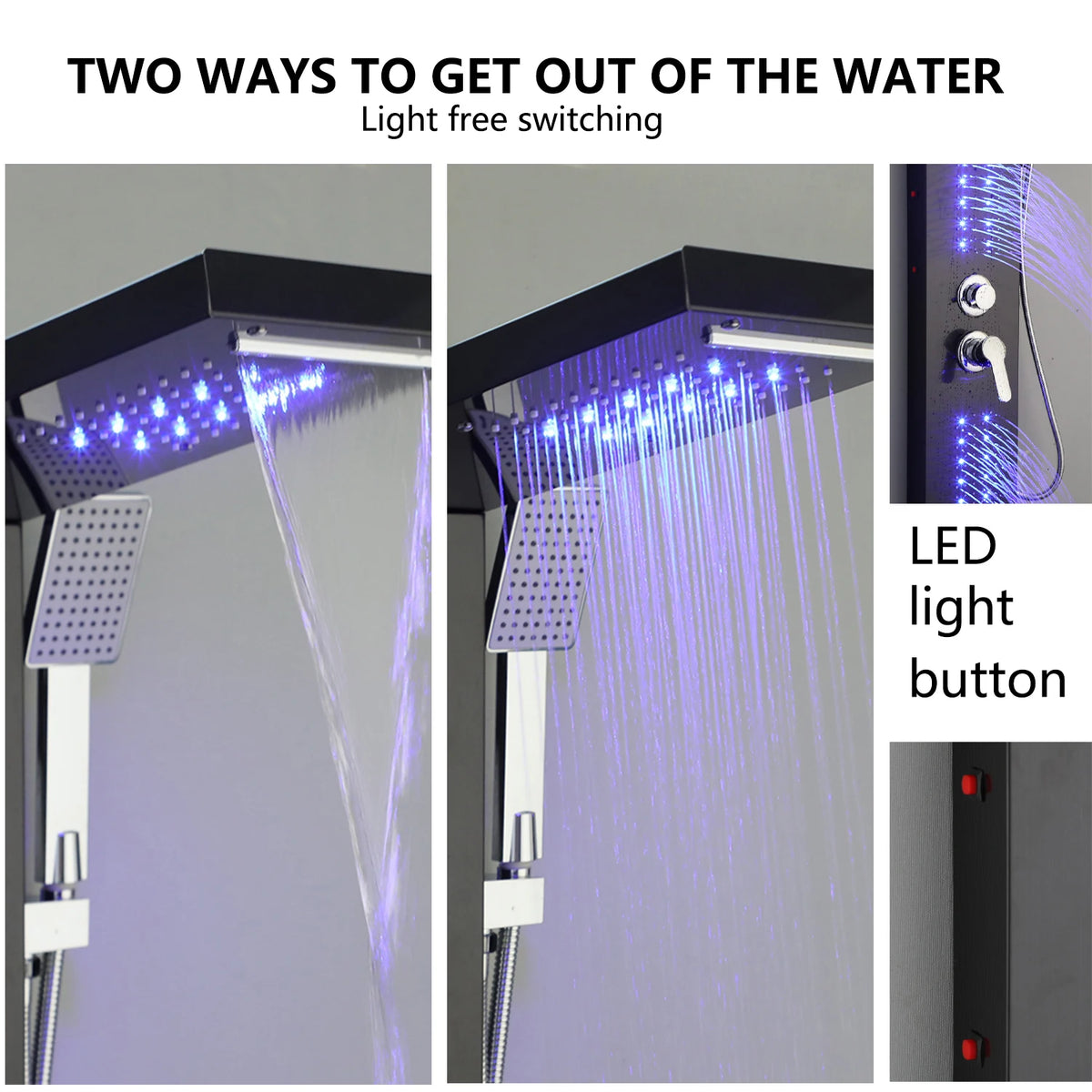 Kemaidi Shower Panel Bathroom Shower Tower W/ Led