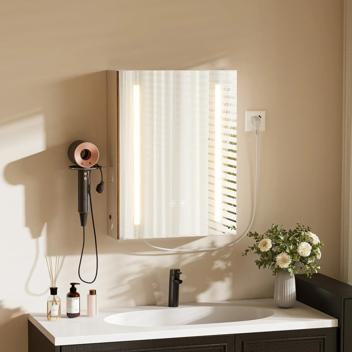 3-Color Mode Dimmer Led Bathroom Mirror Cabinet Wall