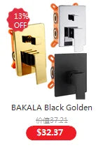 Bakala Black Golden Brass Shower Faucet Mixing Valve
