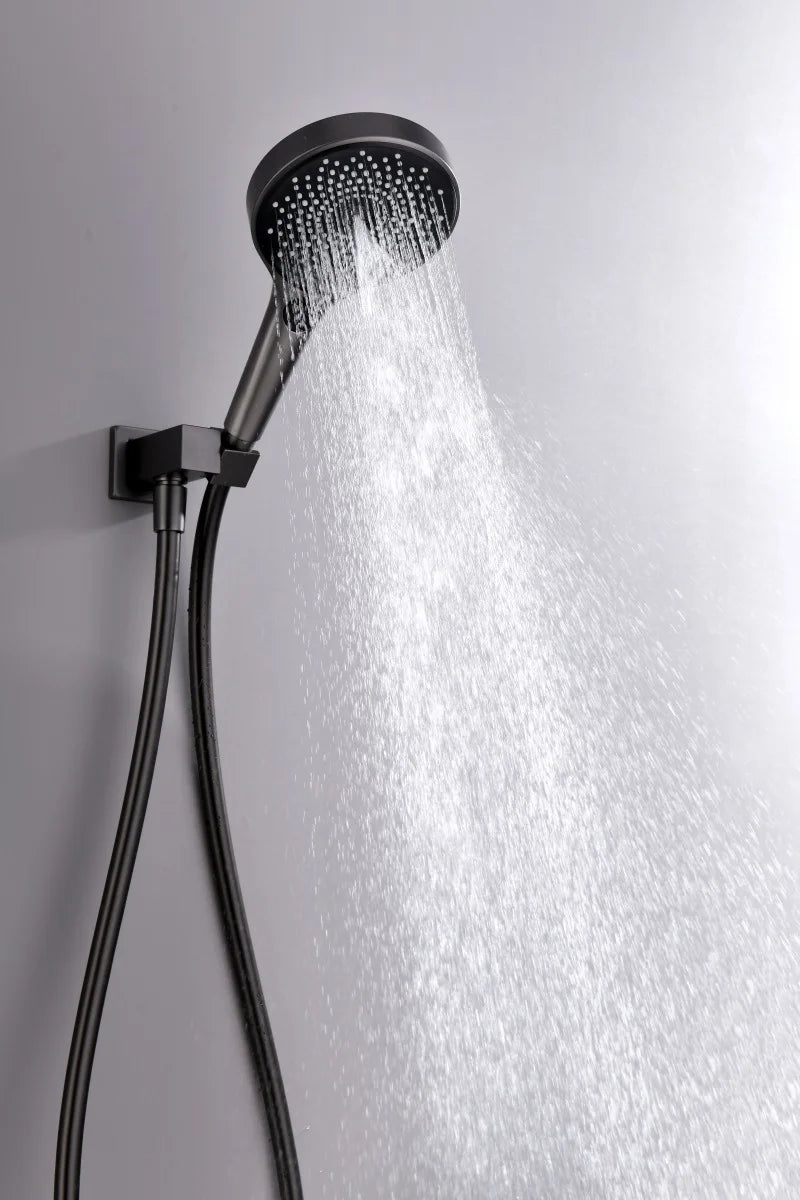 Rainfall Shower Wall Mounted Gray Thermostatic Shower Faucet