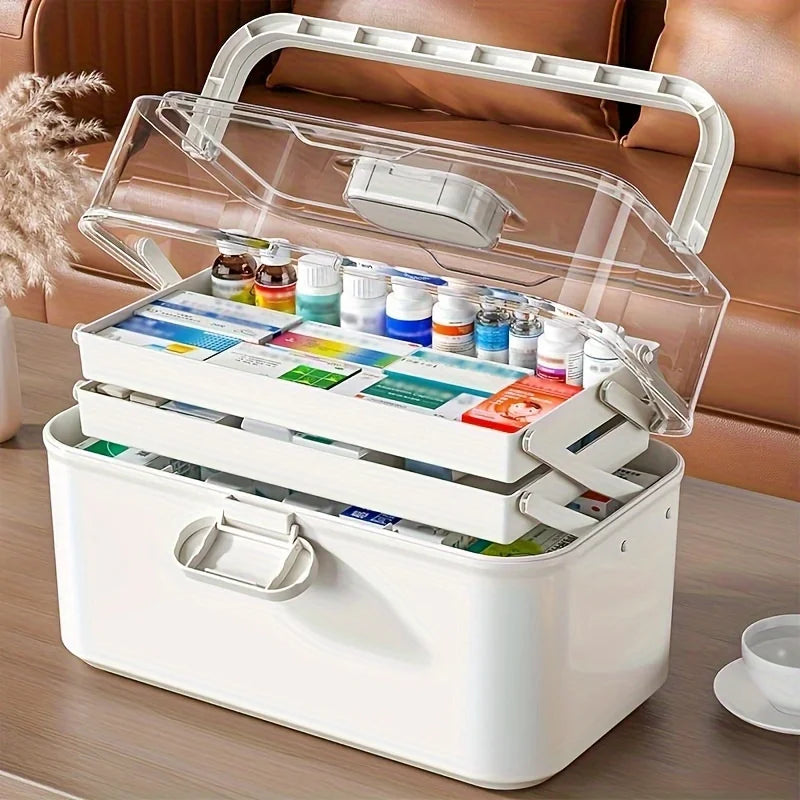 3-Tier Medicine Organizer - Medicine Cabinet Leather Handle