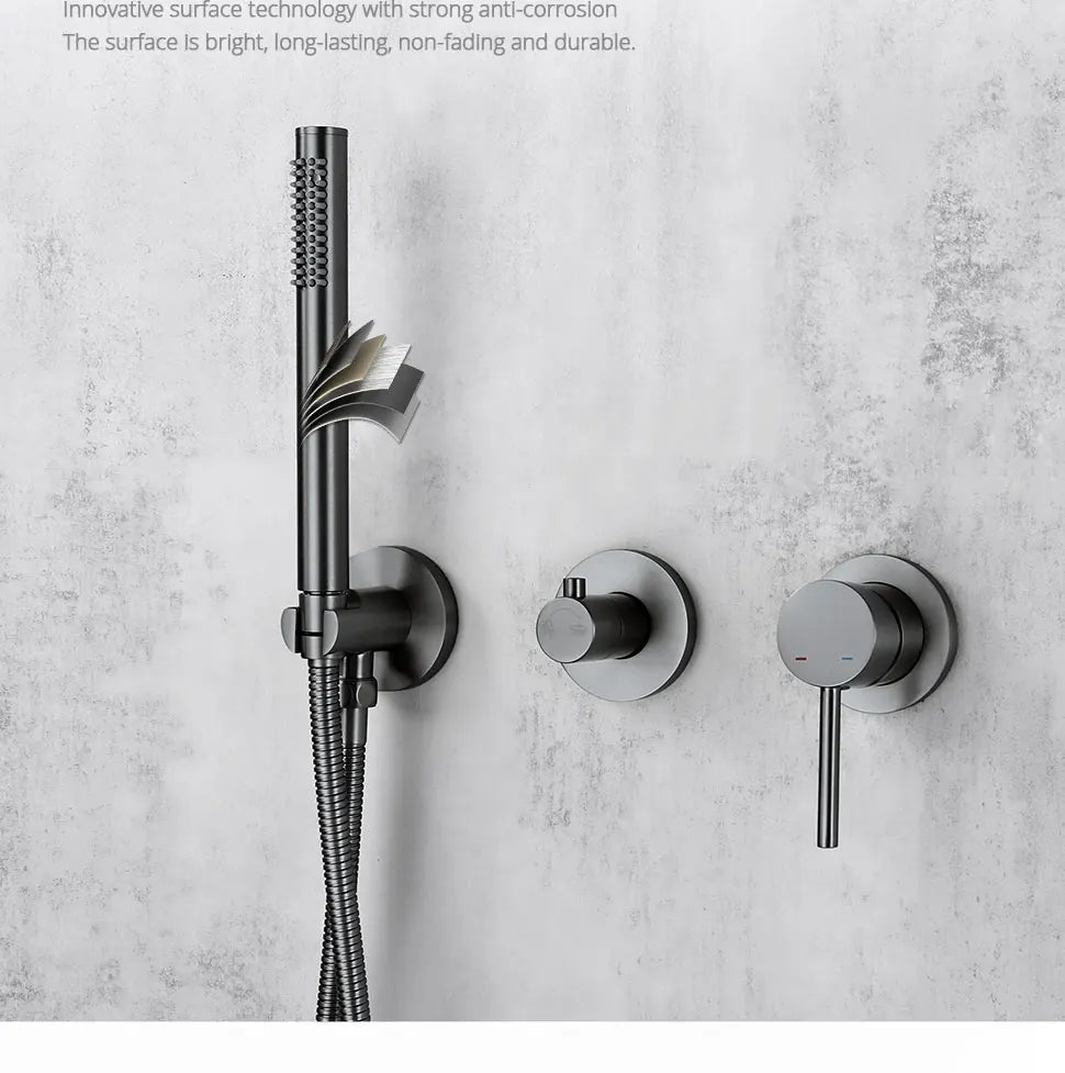 Gunmetal Shower Faucet 8-16 Wall Mounted Concealed Control