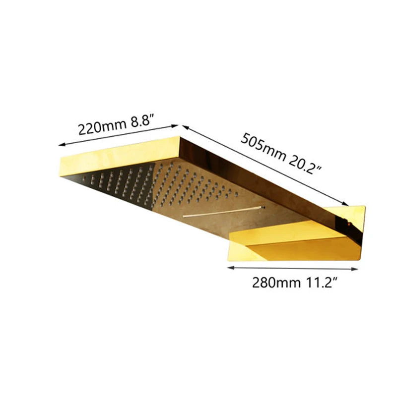 Monite Golden Plated Bathroom Shower Rainfall Head Shower