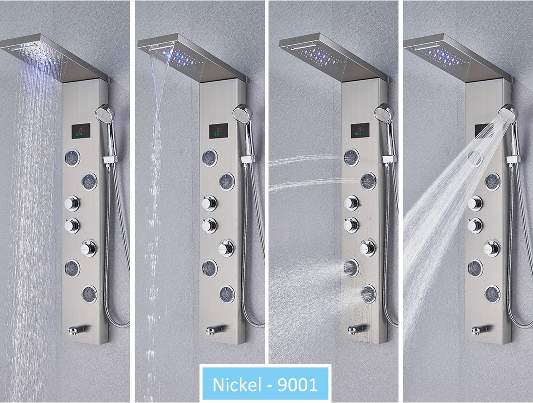 Led Shower Panel Tower System Rain Waterfall Shower