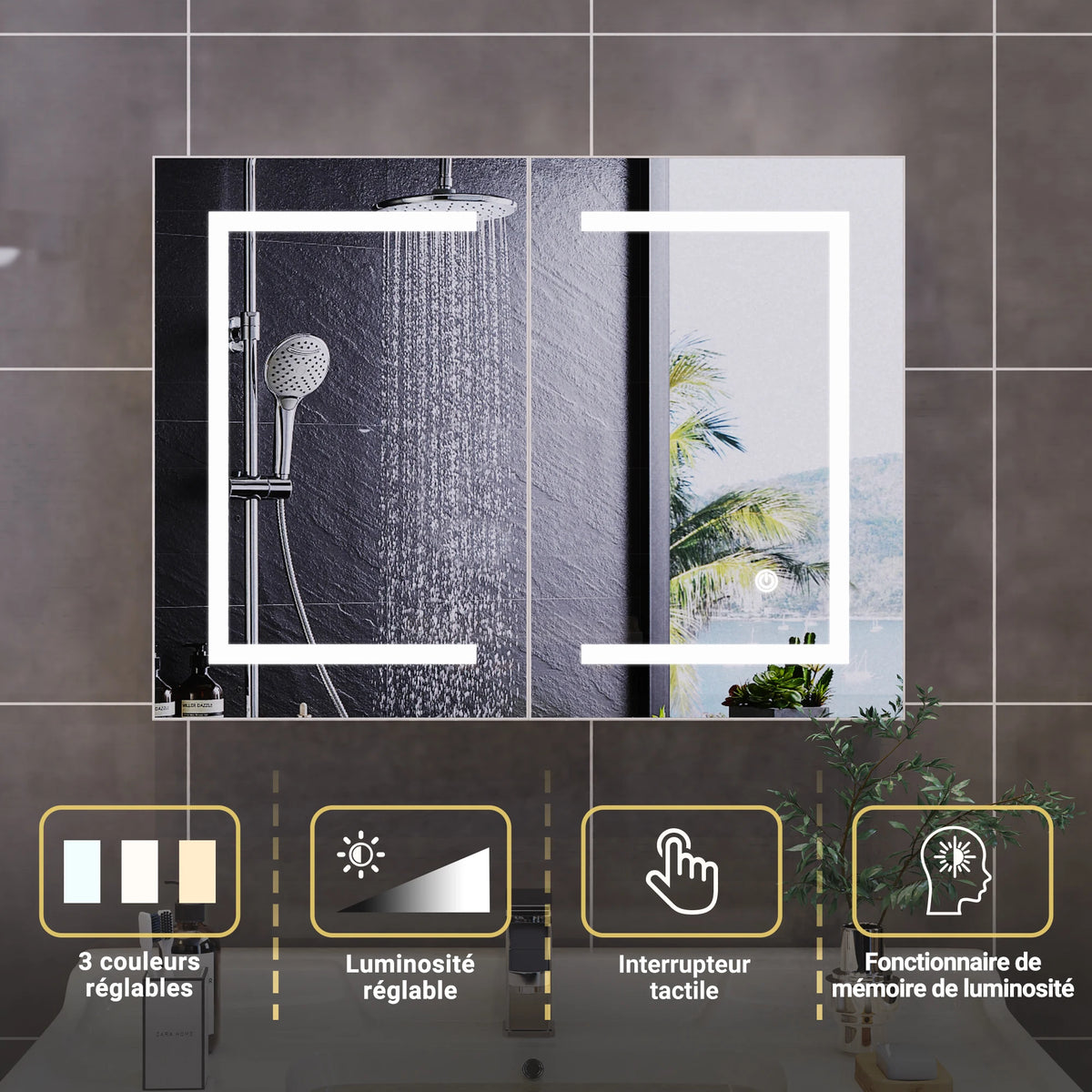 Anajqaqia Bathroom Wall Cabinet Mirror Featuring Led Lighting