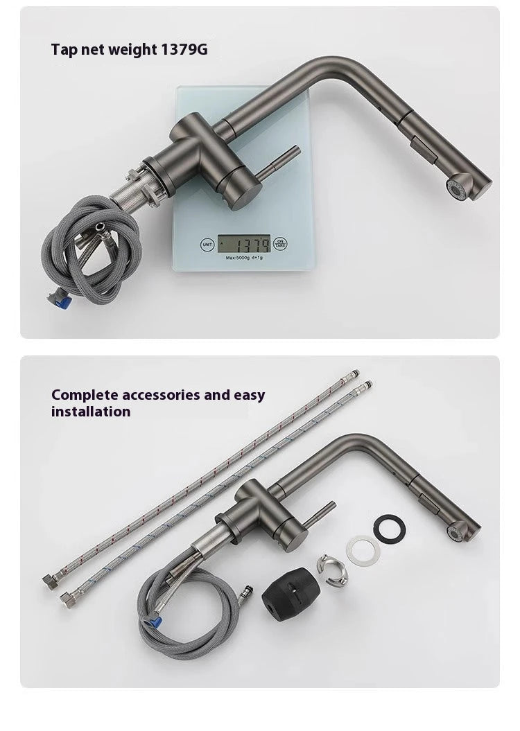 Touch On Pull Out Sink Faucet Stainless Steel