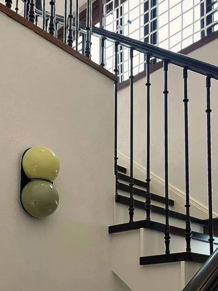 French Cream Mid-Century Green Wall Sconce Vintage Ambient