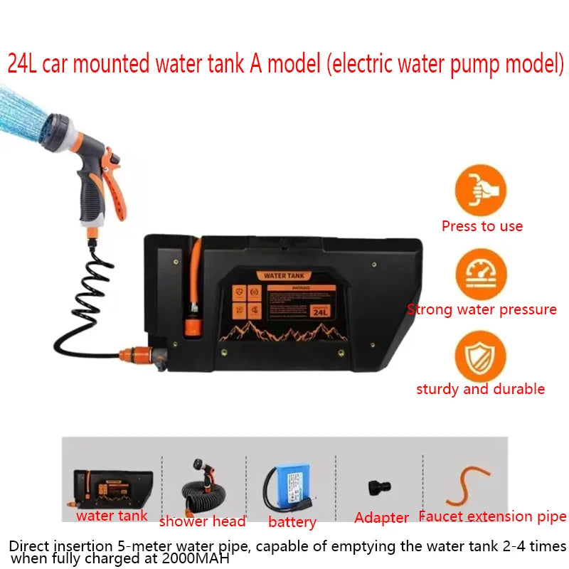 24l Electric Mounted Water Tank Large Capacity Camping