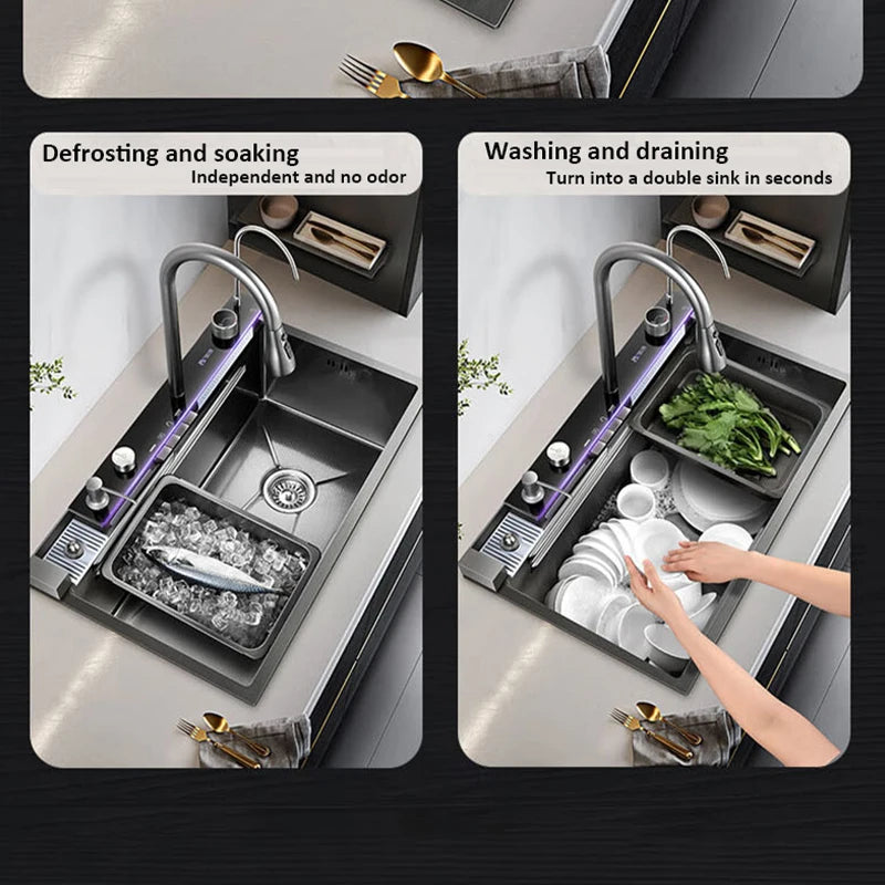 Multifonction Sink Whale Waterfall Faucet 50l Large Capacity