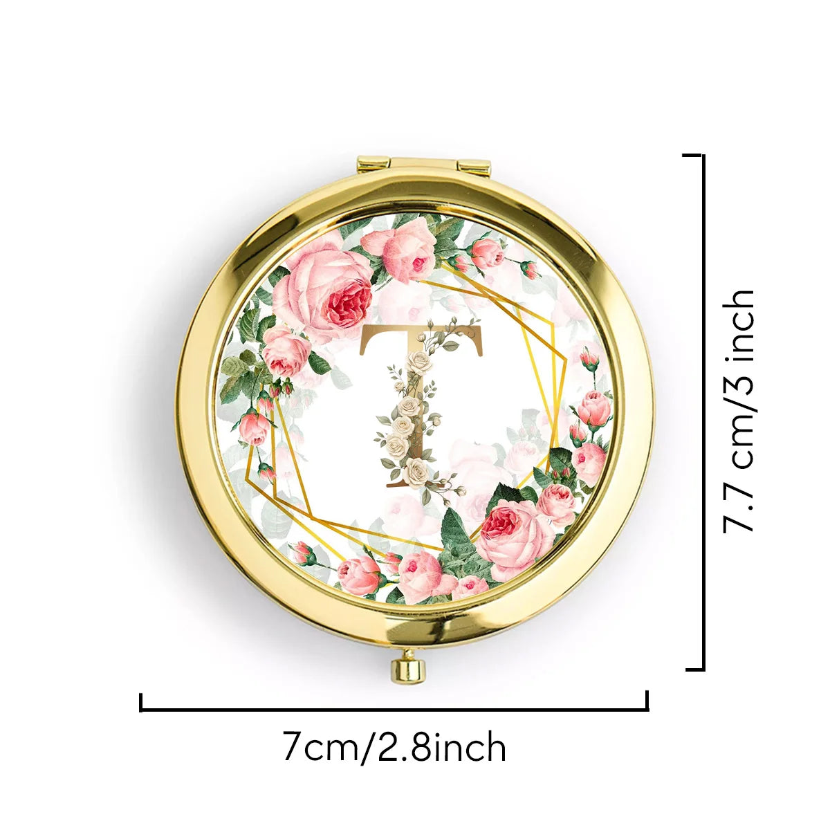 Golden Border Double-Sided Pocket Makeup Mirror Suitable Women