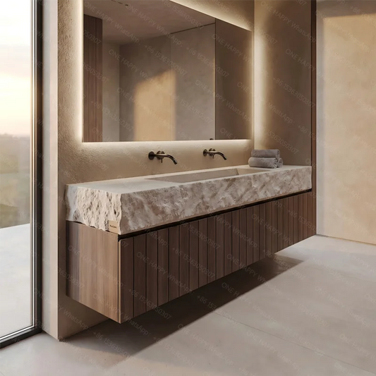 Any Size Custom Vintage Travertine Double Undermount Sink