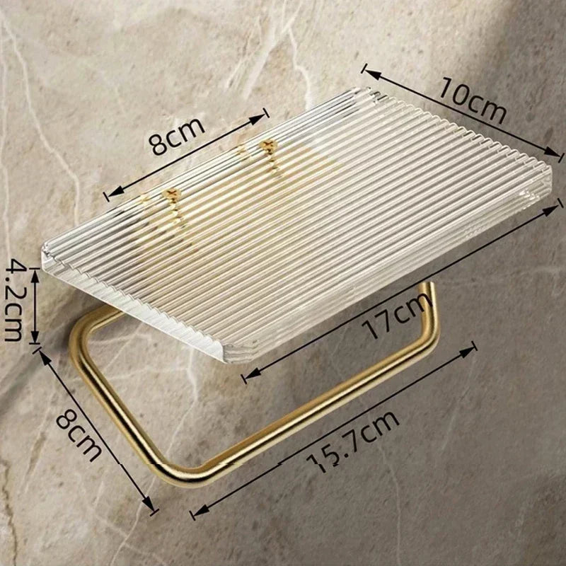 Luxury Gold Toilet Paper Holder Shelf No Punching