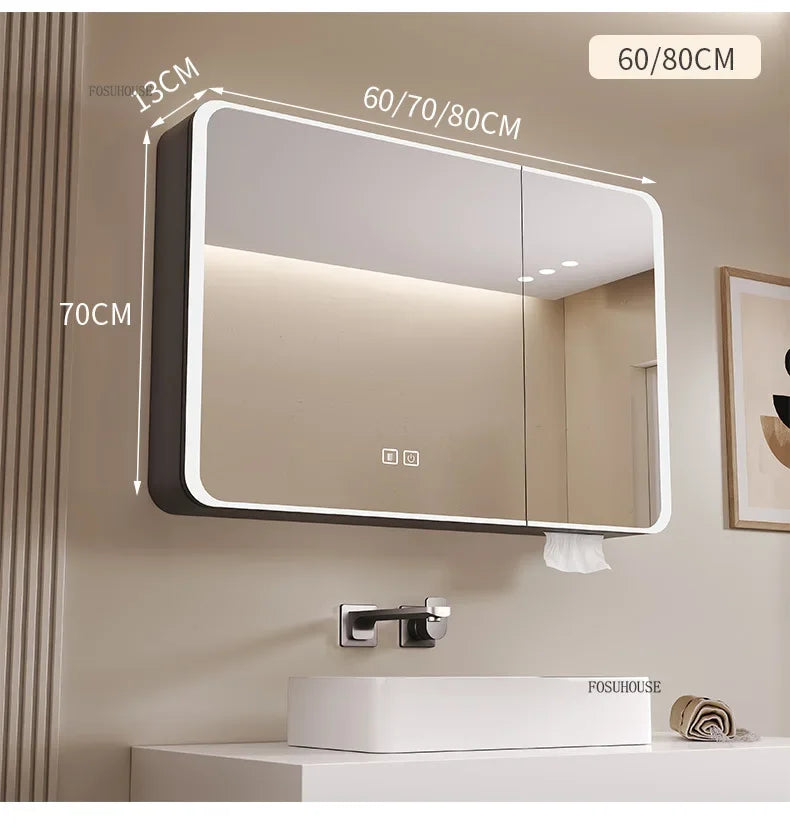 Arc-Shaped Smart Bathroom Mirror Cabinet Wall-Mounted Bathroom