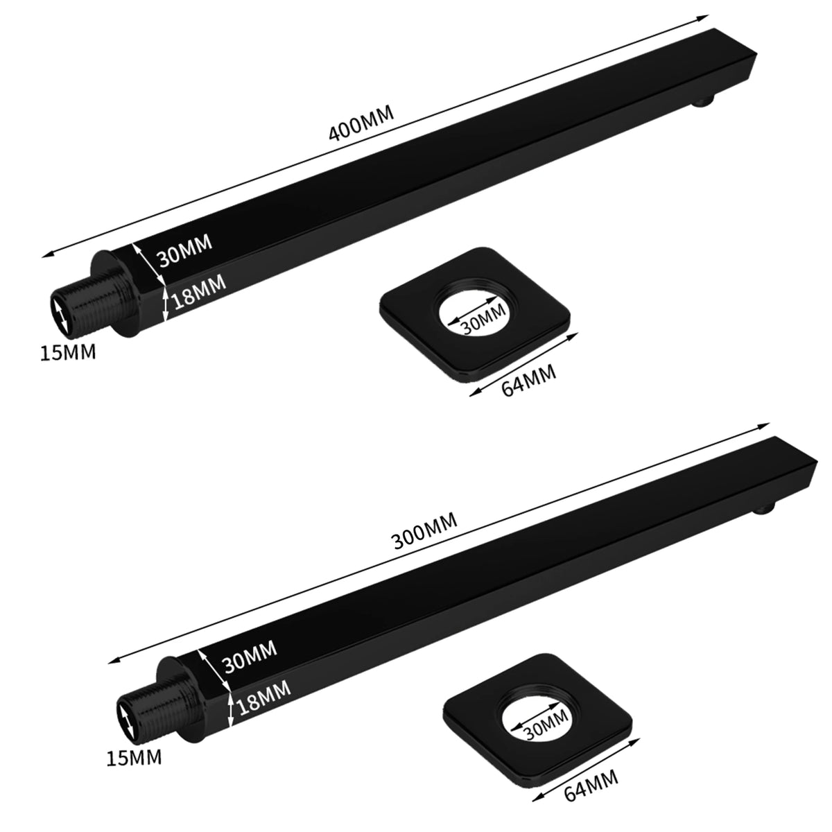 30/40cm Wall-Mounted Stainless Steel Extension Shower Arm