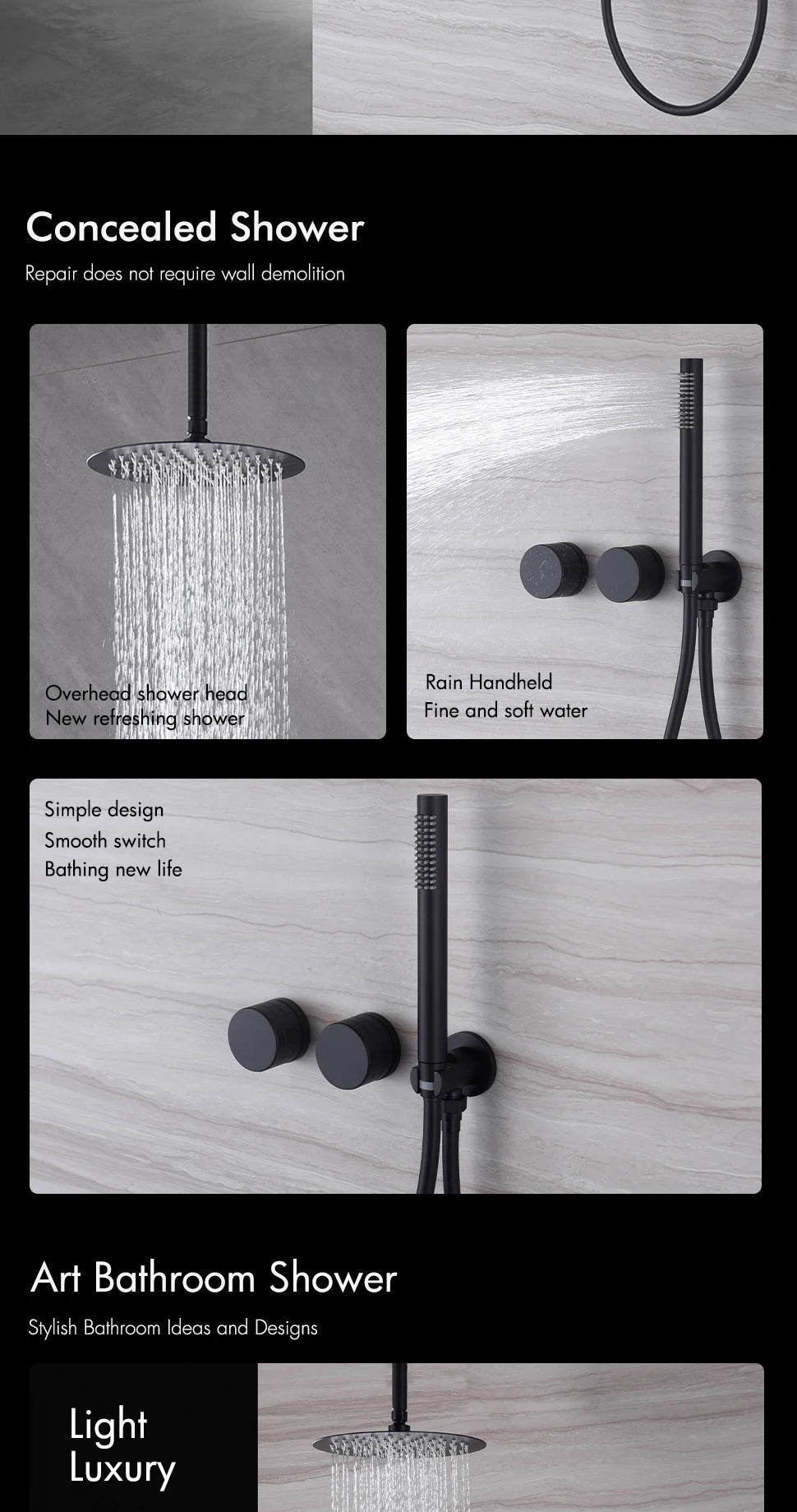 Ceiling Arm Shower Faucet Ways Bathroom Tap Embedded