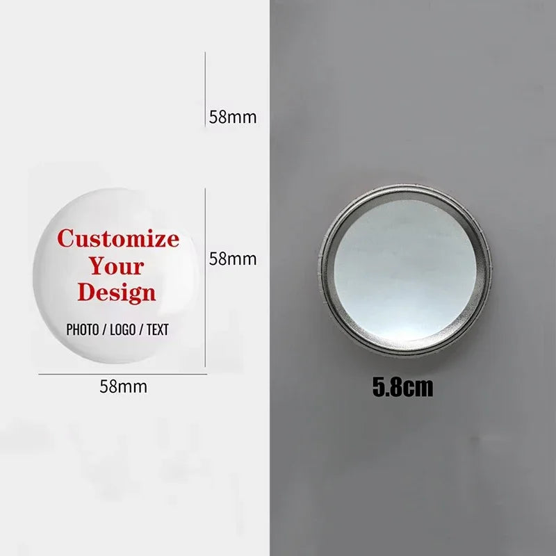 58mm Personalized Customized Makeup Mirror Girl Gift Hand