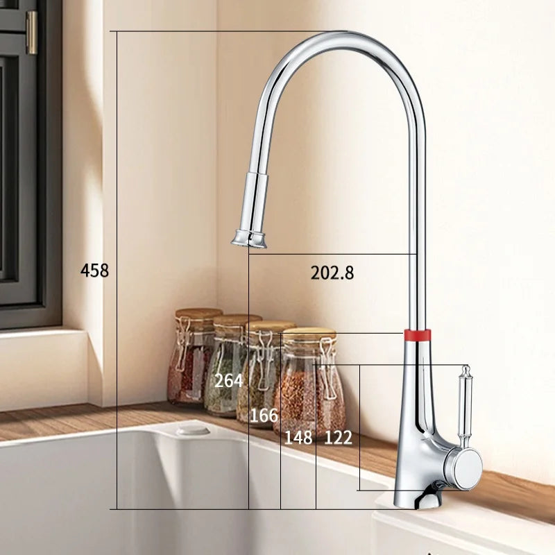 Pink Pull-Out Faucet Stainless Steel Sink Faucet 360