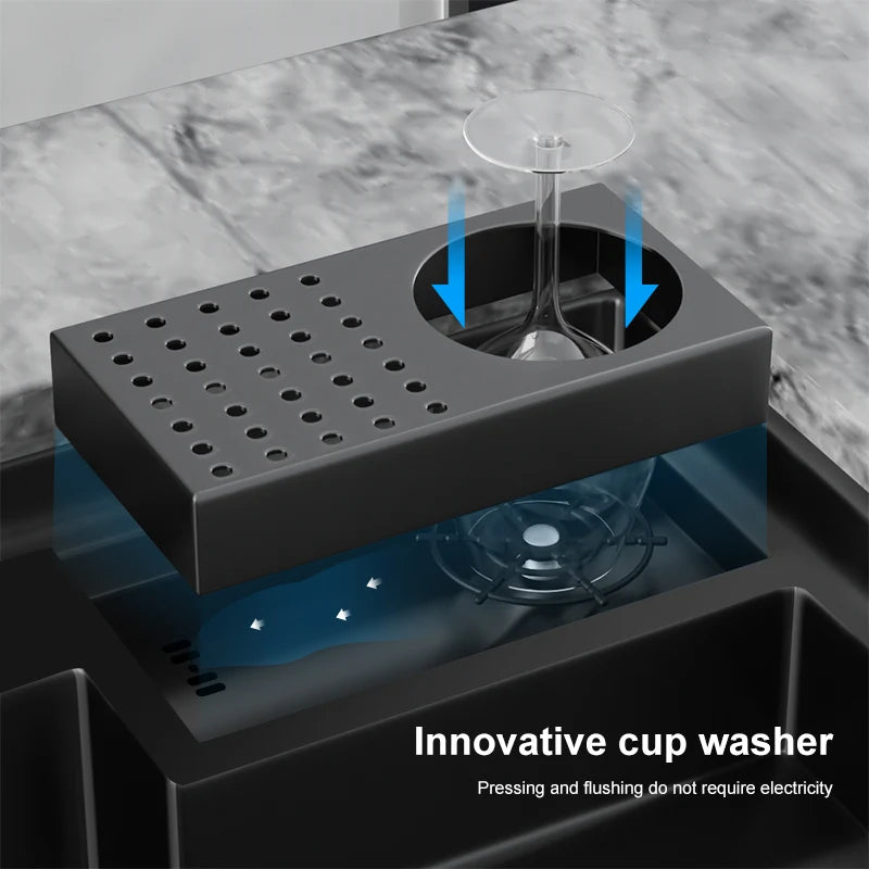Stepped Stainless Steel Sink Cup Washer Large Slot