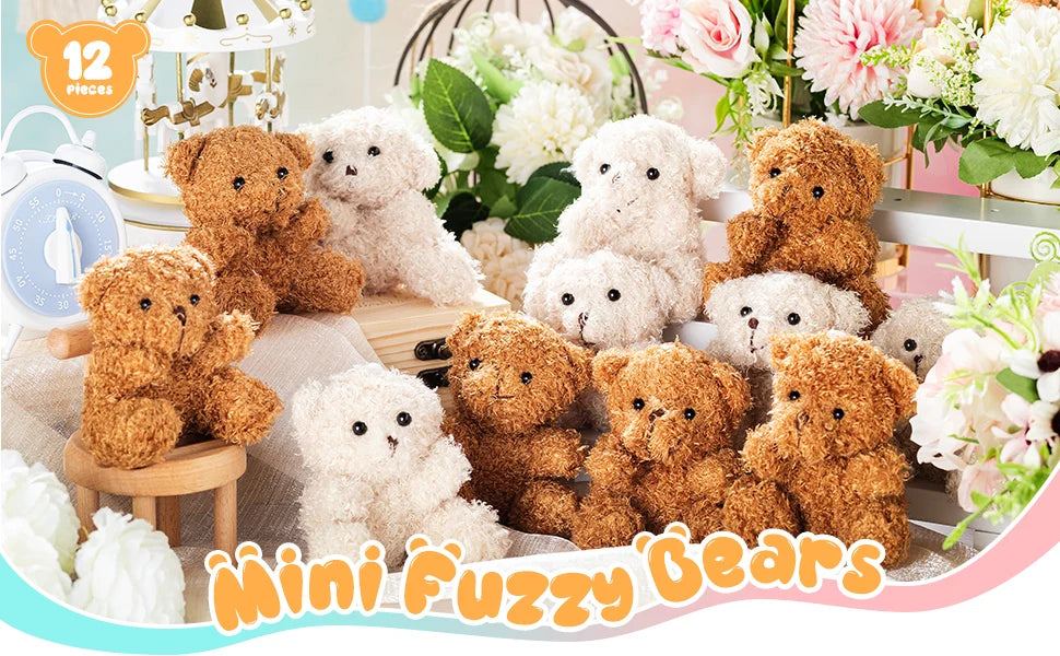 12-96pcs Mini Bear Plush Stuffed Small Teddy Bear