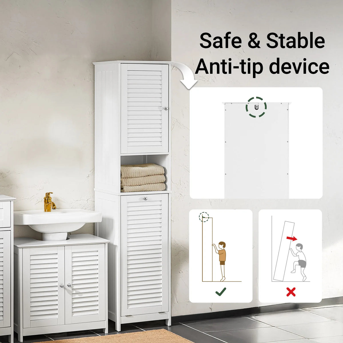 Sobuy Bzr124 High Wardrobe Fold-Out Laundry Bag Bathroom