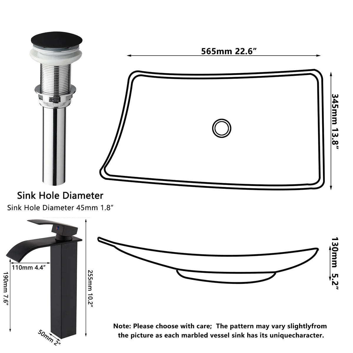 Kemaidi Bathroom Sink Faucet Combo Vessel Sink Countertop