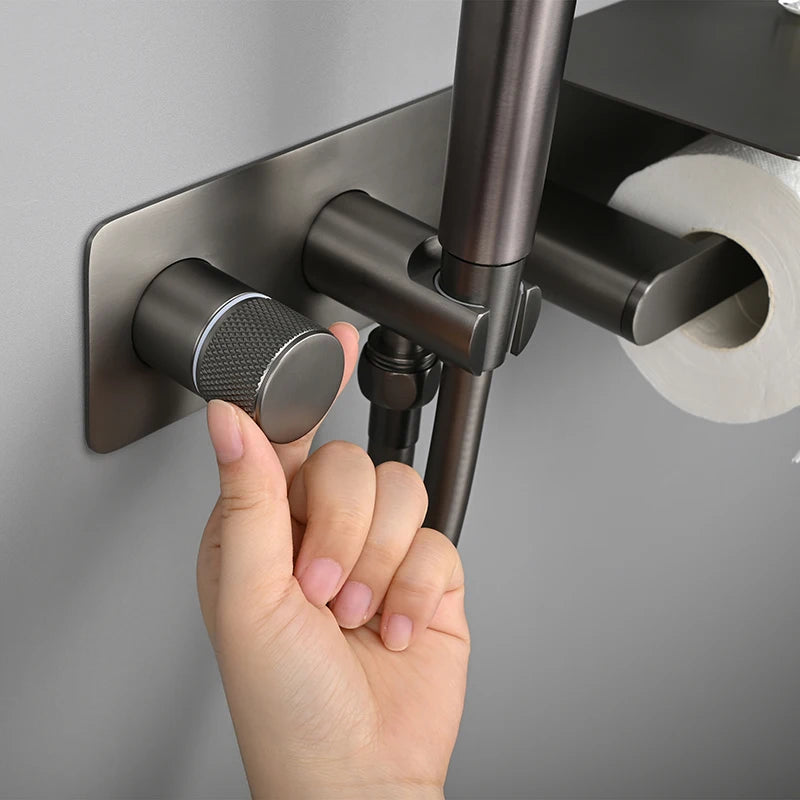 Brushed Rose Gold Bidet Sprayer Concealed Button Brass