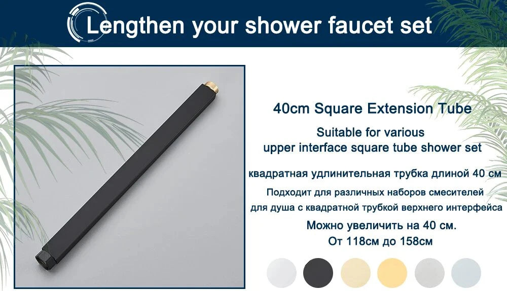 Square Thermostatic Bathroom Shower Quality Brass Cold Gold