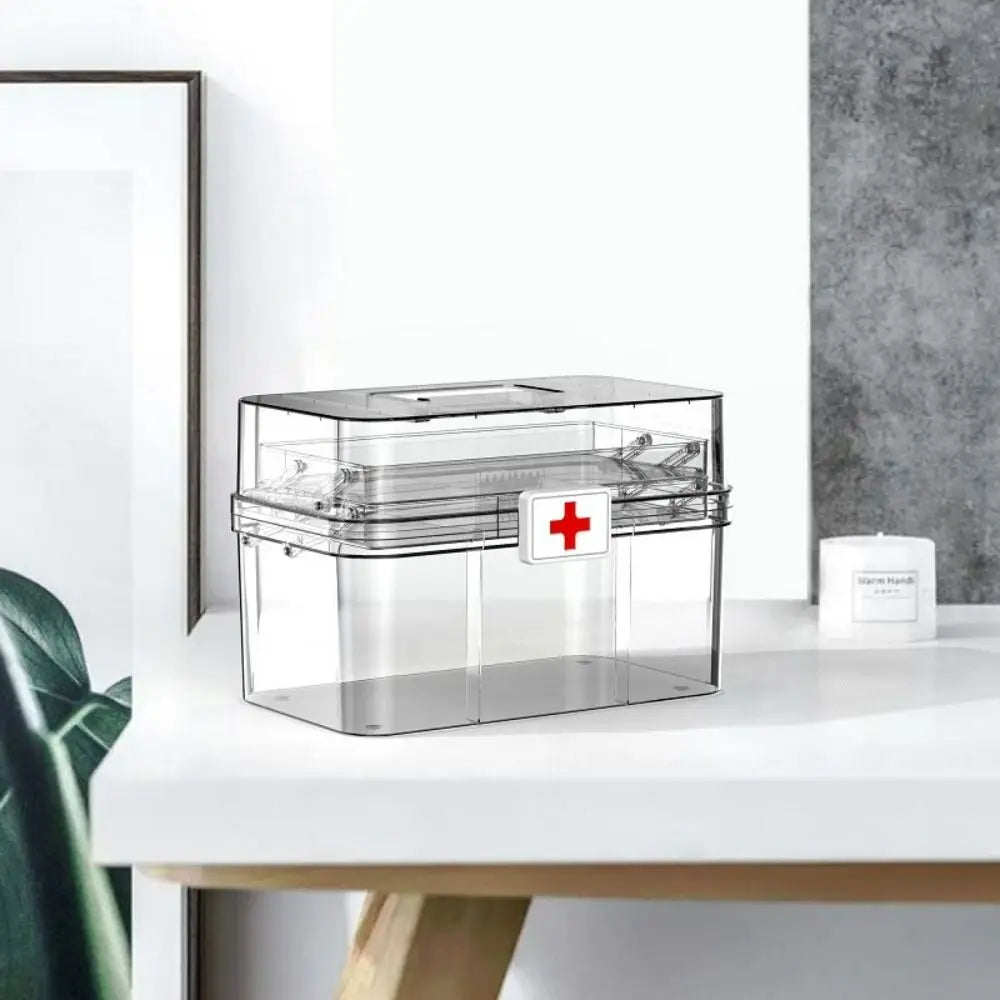Plastic 3-Layers Medicine Box Sorting Storage Dustproof Drug