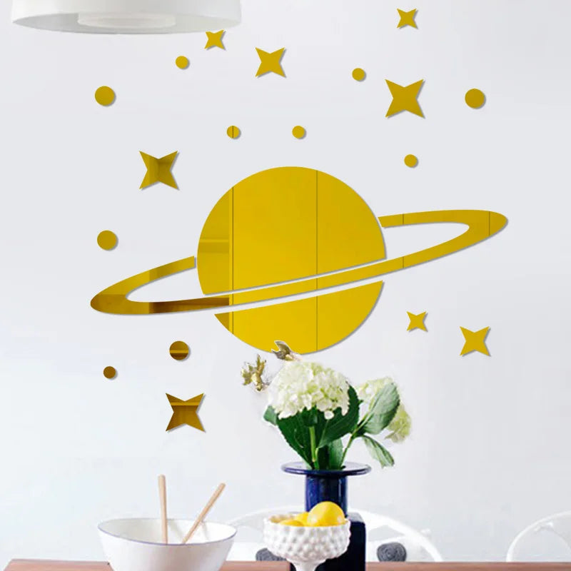 Acrylic Star Moon Planet 3d Mirror Wall Sticker