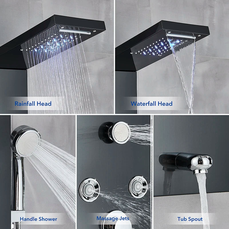 Led Shower Panel Digital Display Shower Faucet System