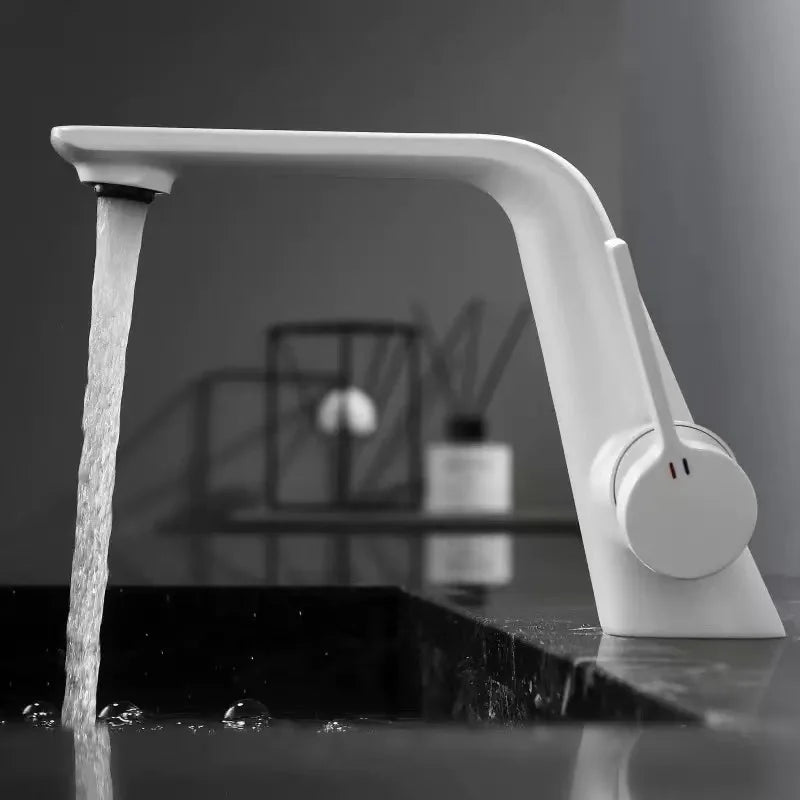 Brass Brushed Gold Gray Modern Bathroom Sink Faucet