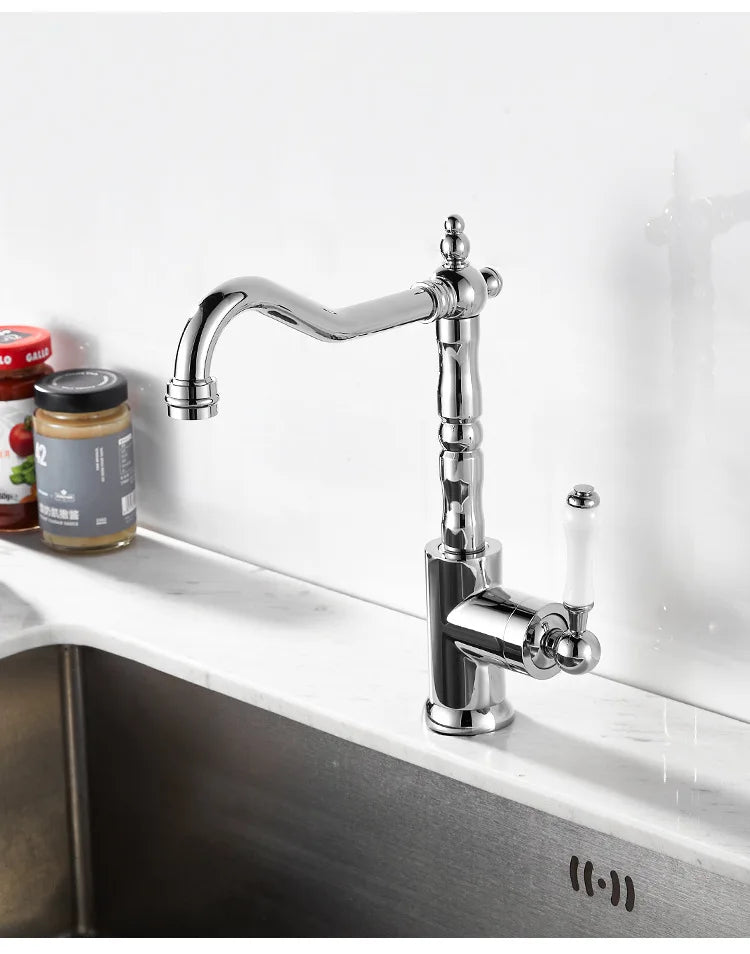 French Vintage Faucet Brass European Classical Silver Faucet