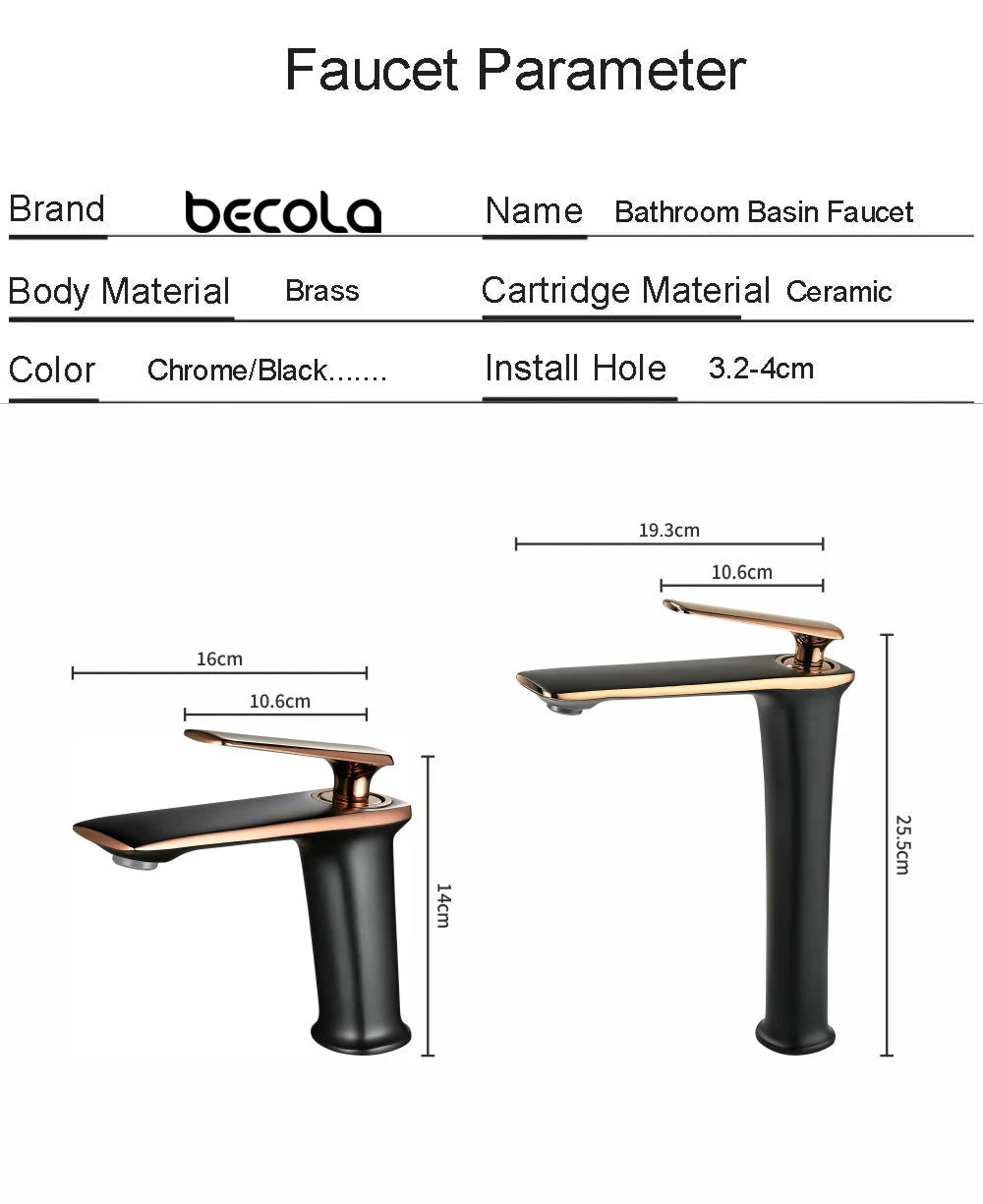 Basin Faucets Black Brass Faucet Cold Bathroom Sink