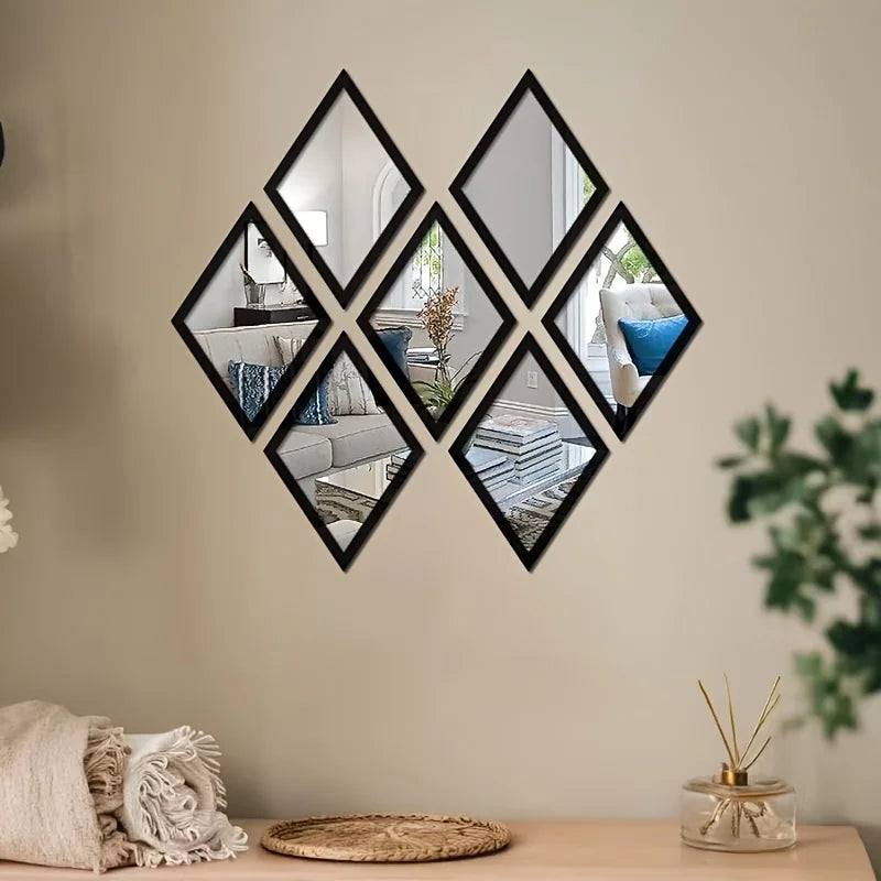 1/8pcs Geometric Rhombic Combined Shape Bathroom Acrylic Wall