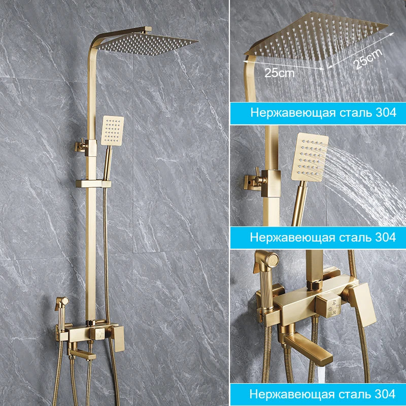 Oxg Brushed Nickel Gold Shower Faucet Bathroom Shower